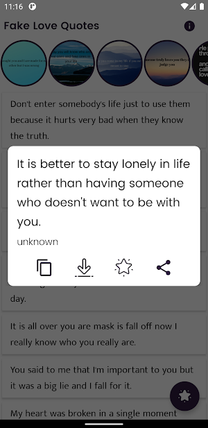 Fake Love Quotes and Sayings Screenshot 1