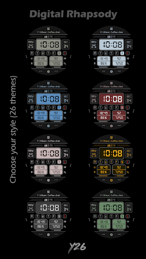 Y26 Digital Rhapsody WatchFace Screenshot 2