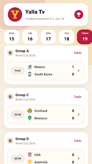 Yalla TV - Live Football Score Screenshot 0