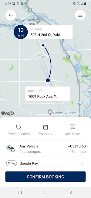 Yakima Valley Ride Share Screenshot 2