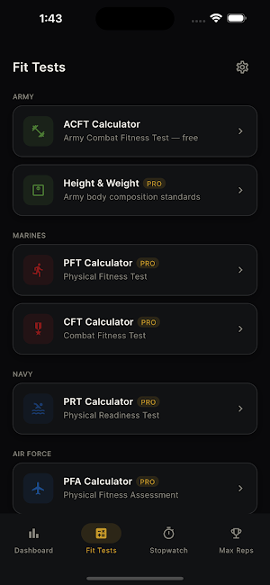 MilitaryFit Screenshot 1