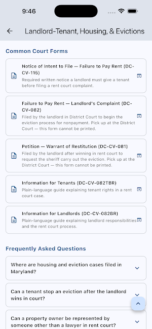MD Court Help App Screenshot 3