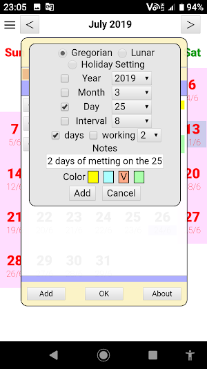 User Calendar Screenshot 3