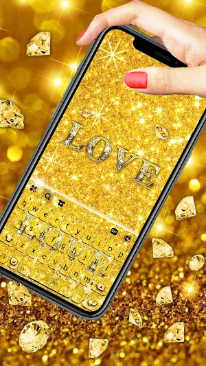 Gold Diamond Gravity Keyboard Background Screenshot 0