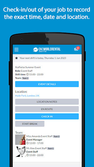 OneWorldRental Staff App Screenshot 1
