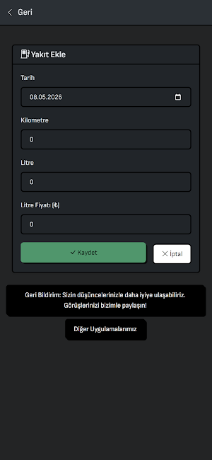 Araç Bakım ve Yakıt Günlüğü Screenshot 3