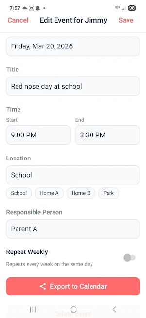 Kid Schedule Snapshot Screenshot 2