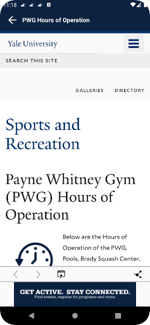 Yale Campus Recreation Screenshot 2