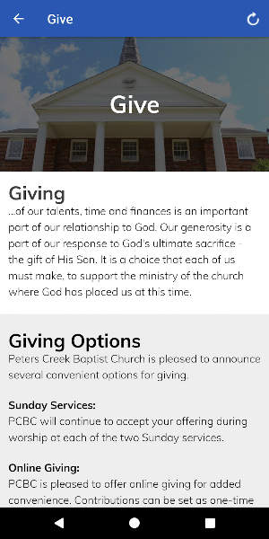 Peters Creek Baptist Church Screenshot 3