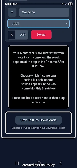 Income VS Bills - Manage Money Screenshot 2