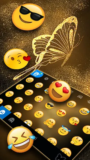 Gold Butterfly Keyboard Background Screenshot 2