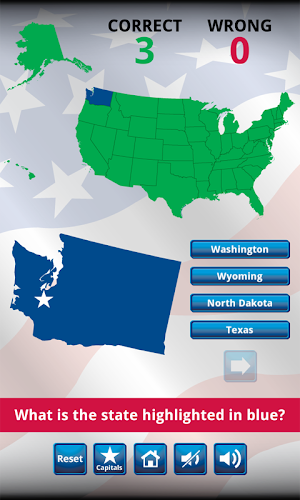 US States and Capitals Quiz Screenshot 0