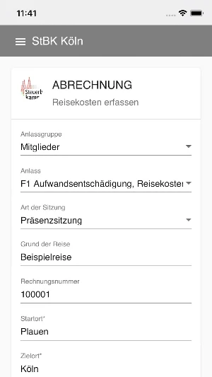 Reisekosten - StBK Köln Screenshot 0