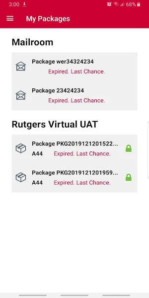 Rutgers Student Package Locker Screenshot 2