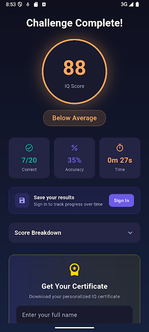 Brain Challenge - IQ Test Screenshot 0