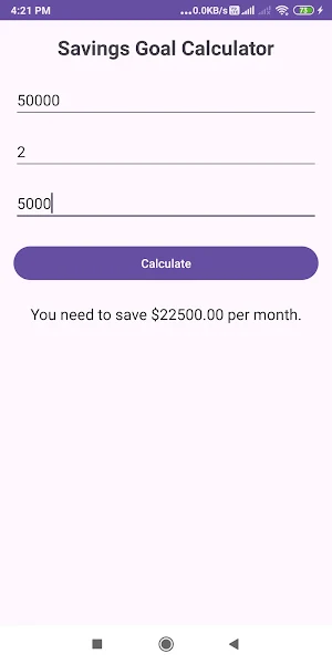 Savings Goal Calculator Screenshot 1