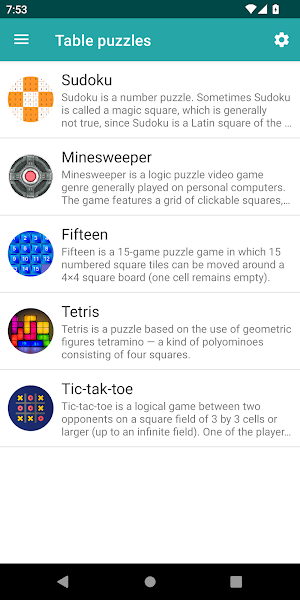 Table puzzles Screenshot 0
