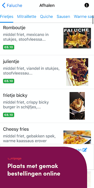 Faluche bestellingen Screenshot 1