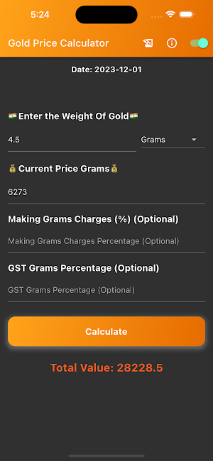 Indian Gold Price Calculator Screenshot 2