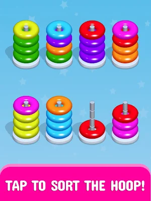 Hoop Stack Sort - Color Sort Puzzle Screenshot 1