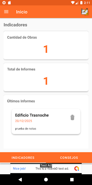 Informes y reporte de obra Screenshot 0