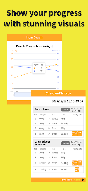 Trecord - Workout & Weight Log Screenshot 1