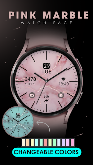 Pink Marble simple watch face Screenshot 2