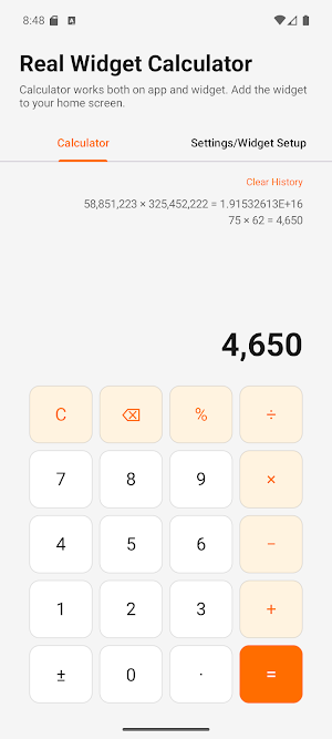 Real Widget Calculator Screenshot 2