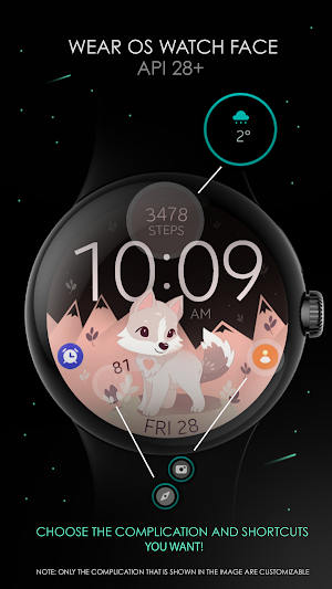 Cute Wolf digital watch face Screenshot 1