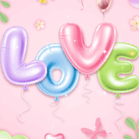 Pastel Love Balloons-Wallpaper