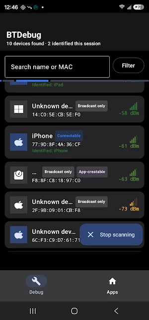 BTDebug: BLE Debugger Screenshot 0