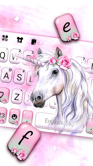 Rose Pink Unicorn Keyboard Background Screenshot 1