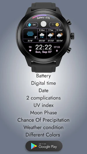Weather watchface 3 Screenshot 1