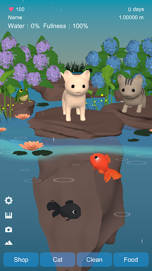 Goldfish & Cat Simulator in rainy pond Screenshot 1