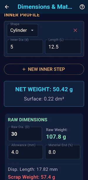 CNC Cost & Price Calc PRO Screenshot 2