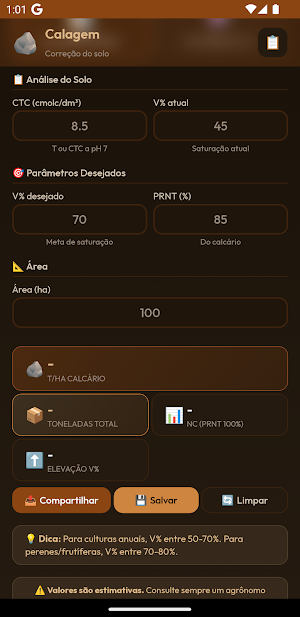 Cálculo de Calagem Screenshot 1