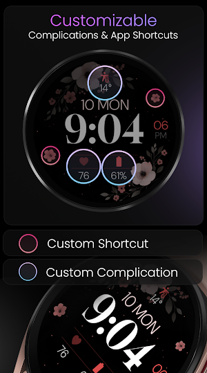 Simple Floral 5 Watch Face Screenshot 3
