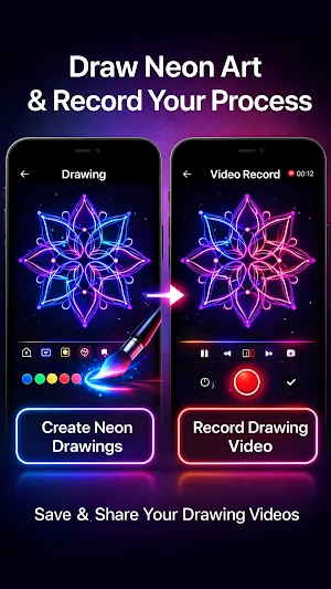 Neon Draw Recorder: Glow Art Screenshot 0