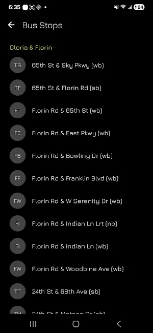 SacRT Bus Time Screenshot 1
