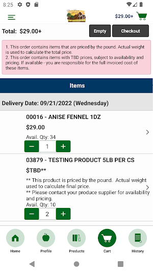 Valley Food Service Checkout Screenshot 3