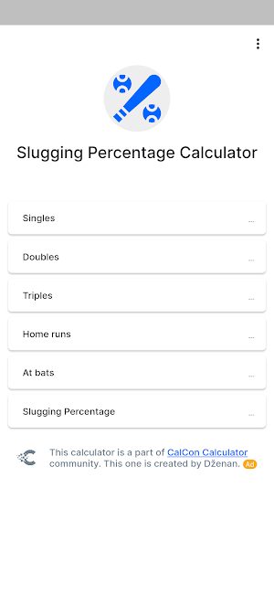 Slugging Percentage Calculator Screenshot 0