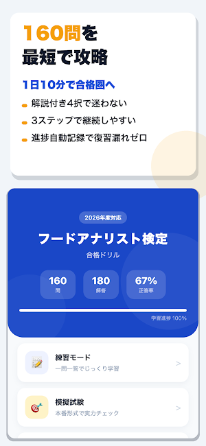 フードアナリスト検定 合格ドリル Screenshot 0