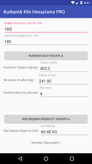 Kurbanlık Kilo Hesaplama Pay Bölüştürme DANAMETRE Screenshot 0