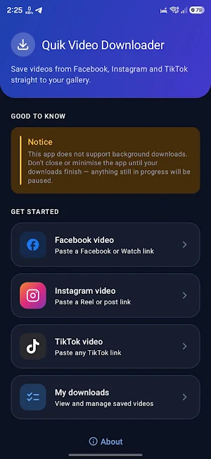 Quik Facebook Video downloader Screenshot 0