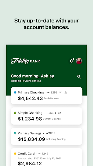 Fidelity Mobile Banking Screenshot 1