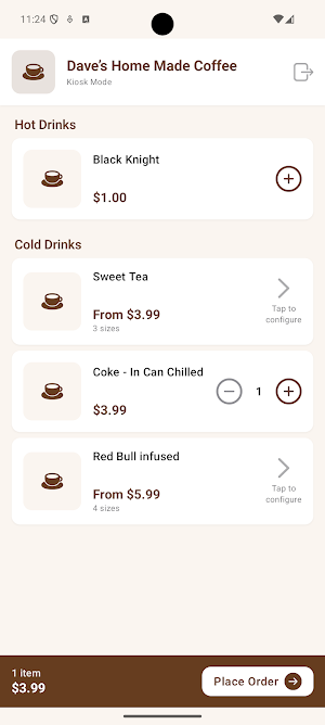Local Coffee House Kiosk Screenshot 2