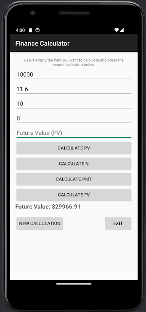 Finance Calculator Screenshot 1