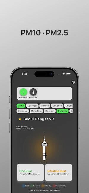 MsMg: Seoul Air Quality & Dust Screenshot 1