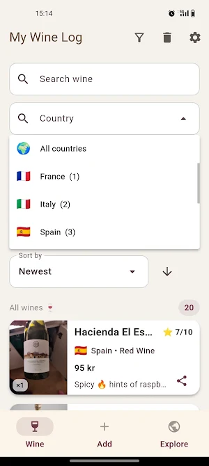 My Wine Log Screenshot 1