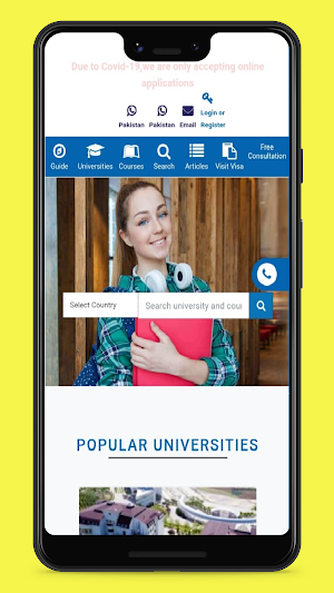 Universities Page Screenshot 0